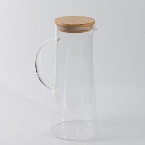 Jarra de vidrio térmica con tapa bamboo - Ver tamaños disponibles