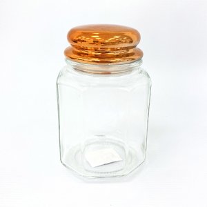Frasco de vidrio con tapa cromada mate (Ver medidas disponibles)