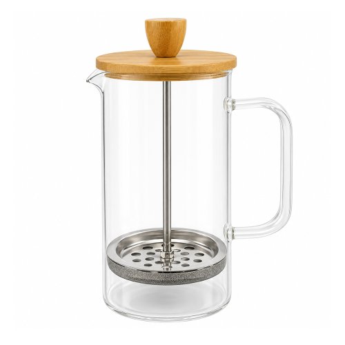 Cafetera de vidrio con tapa de bambú (Ver medidas disponibles)