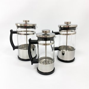 Cafetera de vidrio con acero brillante y negro (Ver medidas disponibles)