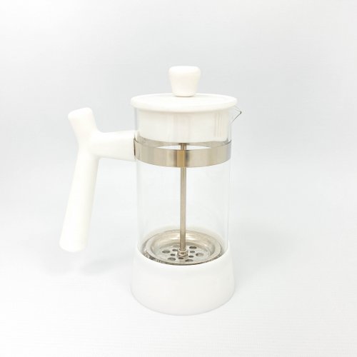 Cafetera de vidrio con base plástica blanco - Ver tamaños disponibles