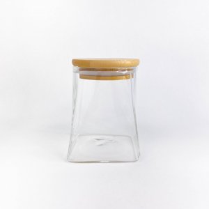 Frasco de vidrio con tapa de madera (ver tamaños disponibles)