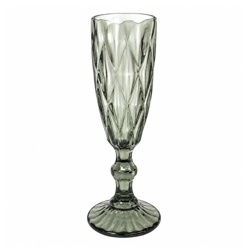 Set x6 Copa champagne con rombos 150 ml - Gris