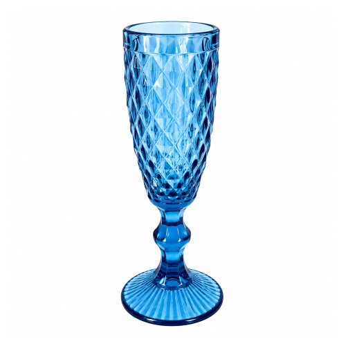 Set x6 copas champagne con rombos chicos 150ml - Azul