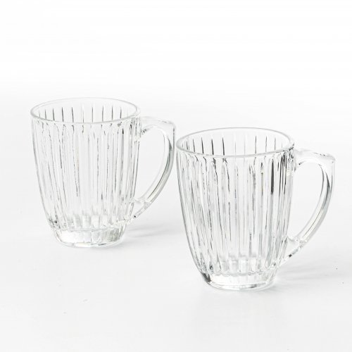Set x6 jarros de vidrio con líneas verticales