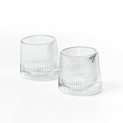 Set x6 Vaso de vidrio para whisky rayados 170ml 