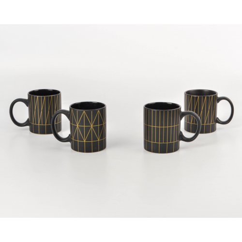 Set x12 jarros mug negro con doradfo