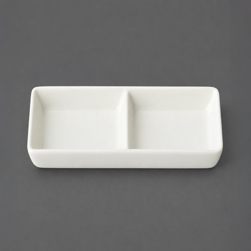 Bandeja rectangular cerámica con 2 divisiones 15x6,3cm