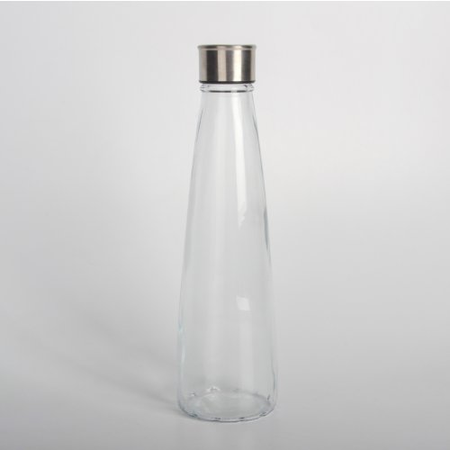 Botella de vidrio liso con tapa de acero 750ml