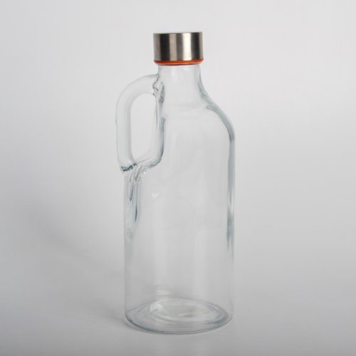 Botella de vidrio con asa y tapa de acero 1lt