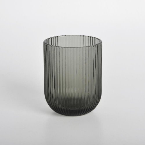 Set x6 vasos de vidrio rayado gris 280ml