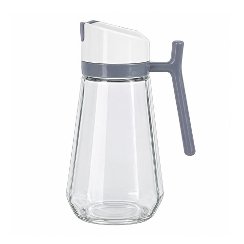 Jarra vidrio con tapa plást blanca y asa gris 680ml
