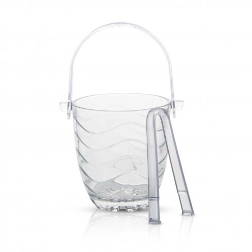 Hielera vidrio con pinza 845ml con ondas y asa plastica 11,6x12,6cm