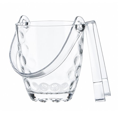 Hielera de vidrio transparente con asa acrílico con pinza acrílico