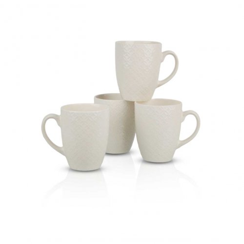 Set x12 jarros mug blancos con círculos 9x11,5cm