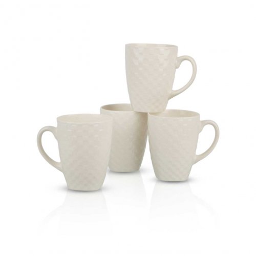 Set x12 jarros mug blancos con damero 9x11,5cm