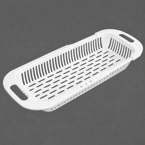 Escurridor extensible para bacha de cocina - Plástico blanco - 34,5x18,5x6,5cm