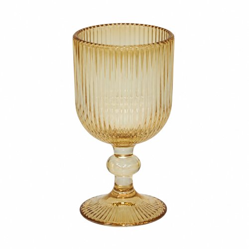 Set x6 copas de vino rayadas doradas - Vidrio - 270ml 8*14cm