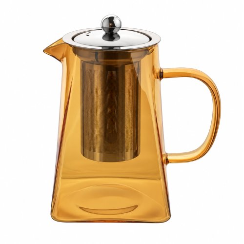 Tetera cónica dorada 550ml 8,5x8,5x14cm de vidrio