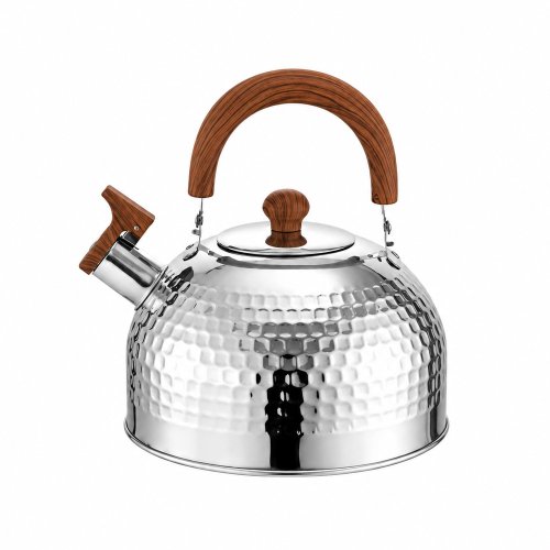 Pava de acero martellé con asa y pico simil madera 2lt 19x24cm