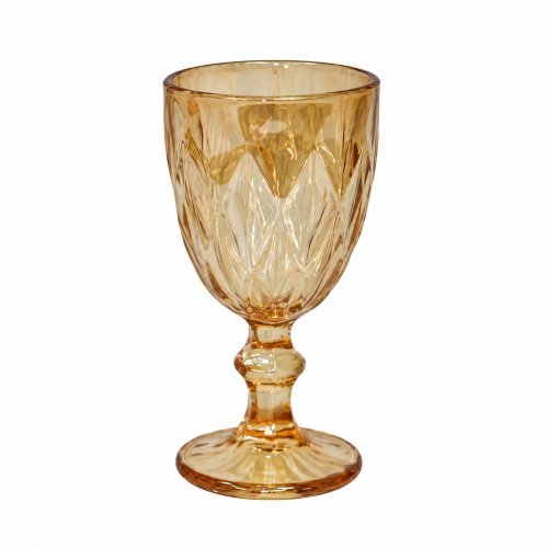 Set x6 copas de vino con rombos doradas - Vidrio - 250ml