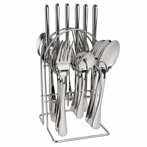 Set x24 cubiertos plateados con soporte de metal
