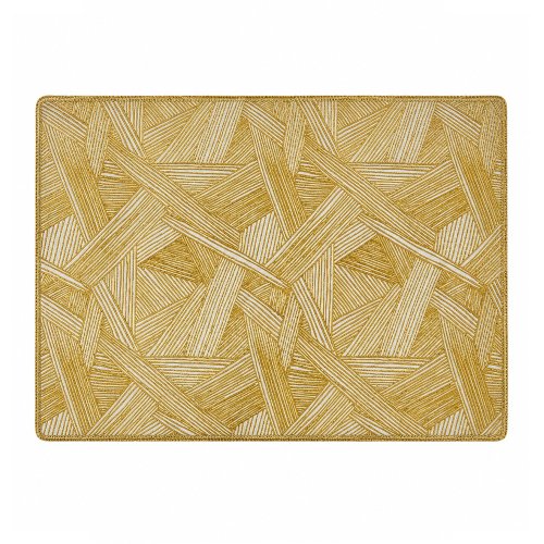Set x4 individuales rectangular de PVC con rayas dorado 30x45cm