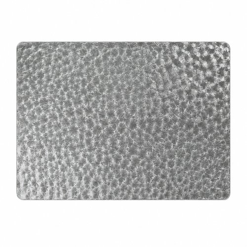 Set x4 individuales rectangular de PVC con margaritas plateado 30x45cm