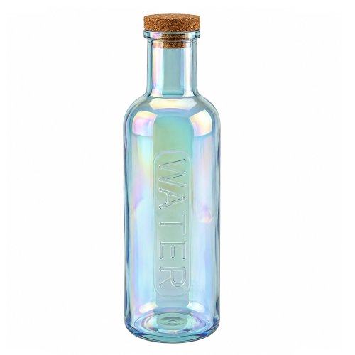 Botella verde perlada Water con tapón corcho 8,7x8,7x27,8cm 1000ml - Vidrio -