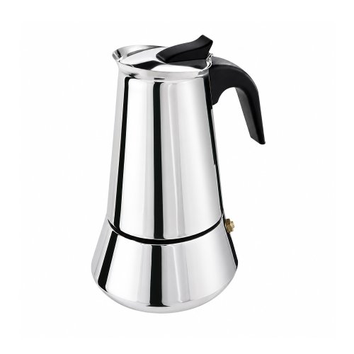 Cafetera tipo italiana con asa negra 62,5x39x44cm 300ml - Acero - 6 TAZAS