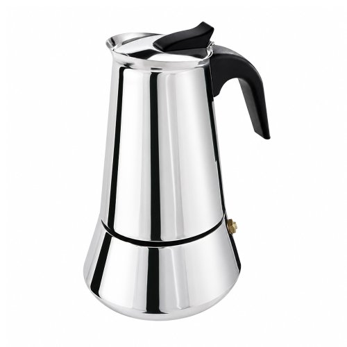Cafetera tipo italiana con asa negra 69x30x49cm 450ml - Acero - 9 TAZAS