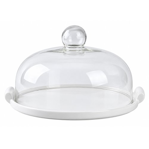 Campana de vidrio 22,5x15,5cm con plato cerámica con asa 24,5cm