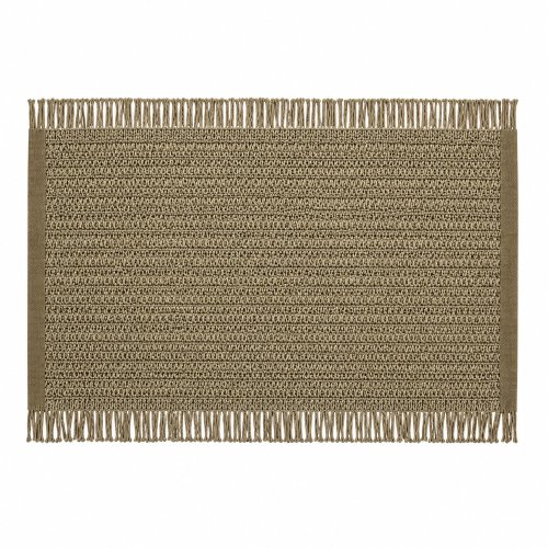 Set x4 individuales tramado con flecos laterales beige claro/natural 30x45cm de fibra