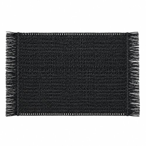 Set x4 individual trenzado borde con flecos 30x45cm negro de fibra