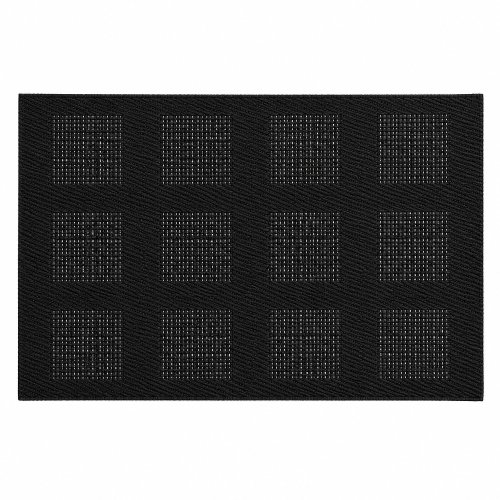 Set x4 individual tramado con cuadrados liso 30x45cm negro de PVC