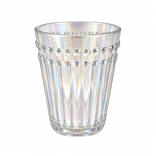 Set x6 vasos chicos rayado con puntos 250ml 8,2x10cm perlado vidrio