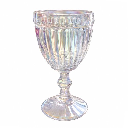 Set x6 copas de vino rayado con puntos 240ml 8,2x15cm perlado vidrio