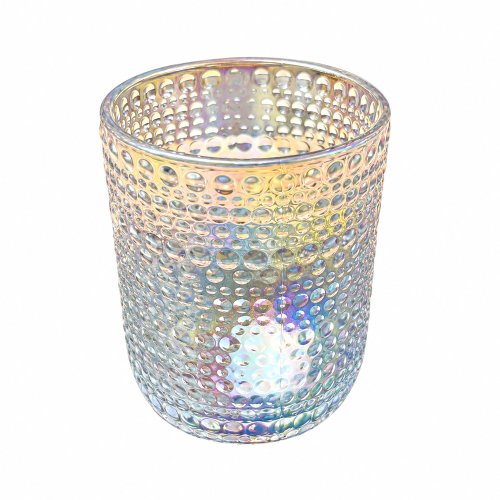 Set x6 vasos chicos de vidrio perlado con puntos  7,5x9cm