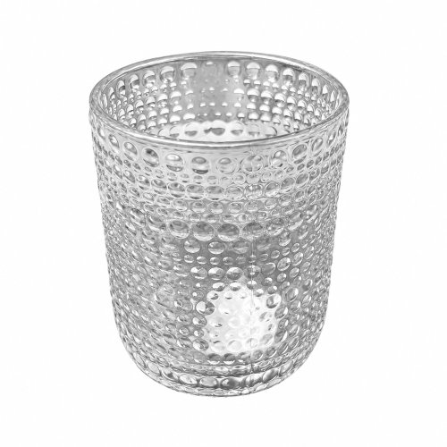 Set x6 vasos chicos de vidrio transparente con puntos 7,5x9cm