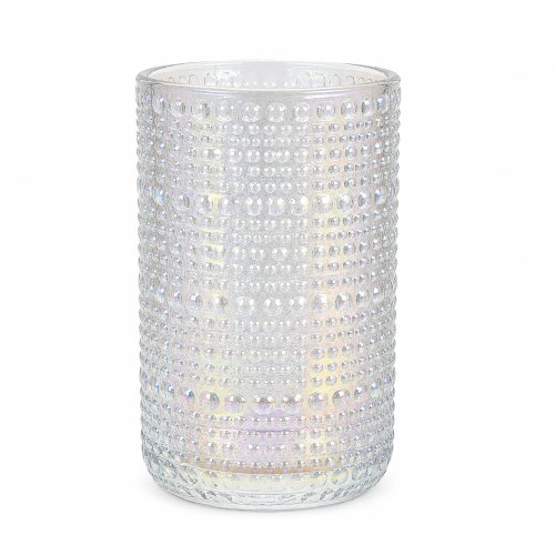 Set x6 vasos grandes de vidrio perlado con círculos 420ml 8x12cm