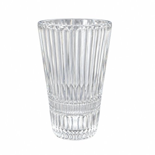 Set x6 vasos cónicos transparentes acanalados con guarda rayada fina 8x12,5cm vidrio