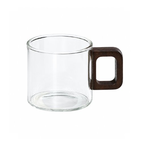 Jarro térmico simple transparente con asa de madera oscura 6x6,5cm vidrio