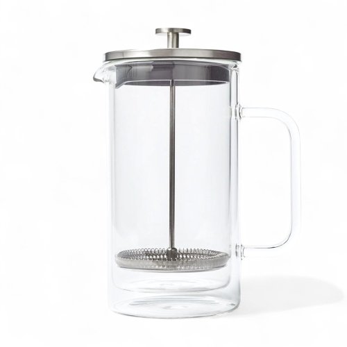 Cafetera doble vidrio térmico 350ml con tapa de metal