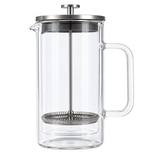 Cafetera doble vidrio térmico 600ml con tapa de metal