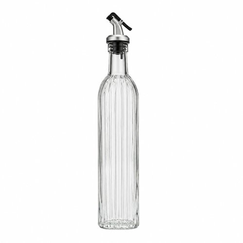 Aceitera de vidrio rayada vertical con pico 500ml 5,5x5,5x30cm