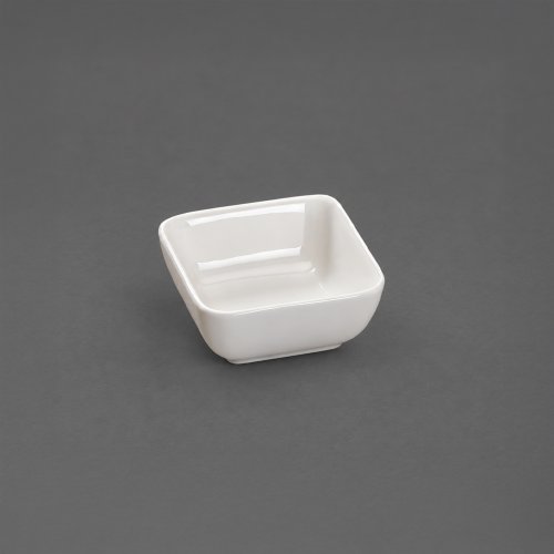 Set x6 bowls cuadrados para salsa de soja de cerámica blanca rayada 7,3x7,3x3,5cm