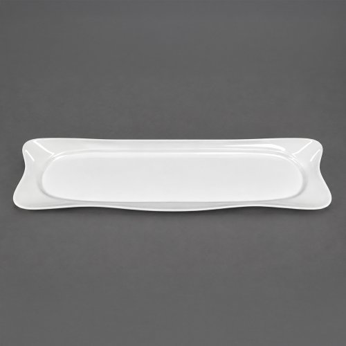 Bandeja con base oval de cerámica blanca 30x9cm