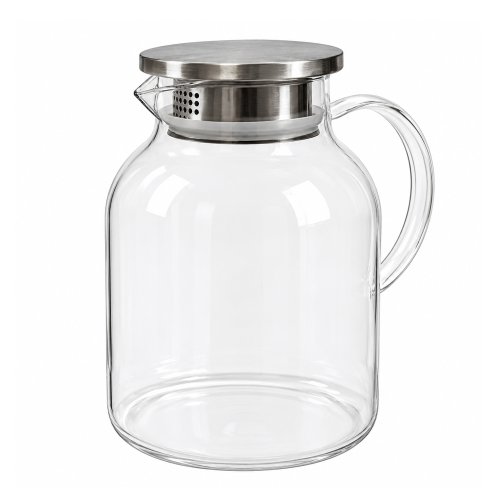 Jarra de vidrio lisa transparente con tapa de metal 1,8lt 13x18,5cm