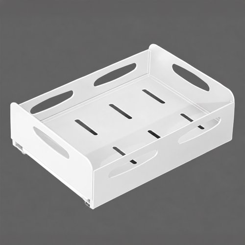 Cajón organizador blanco con soportes de alambre con riel autoadhesivo para deslizar 40x29x13cm