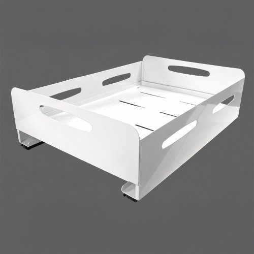 Cajón organizador blanco con soportes de hierro con riel autoadhesivo para deslizar 40x29x13cm